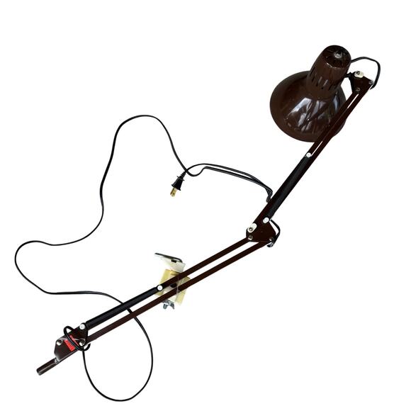 Vintage Underwriters Laboratories Portable Desk Lamp Articulating Arm Brown MCM - Picture 1 of 5